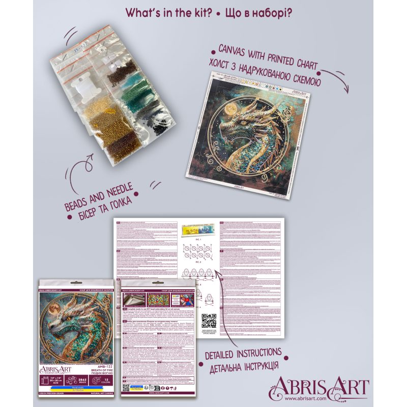 Midi Bead Embroidery Kit on Art Canvas "Breath of Fire"