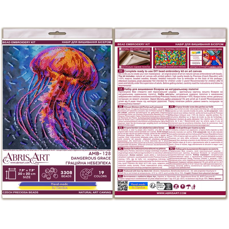 Midi Bead Embroidery Kit on Art Canvas "Dangerous grace"