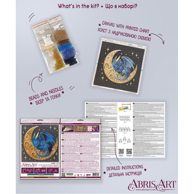 Midi Bead Embroidery Kit on Art Canvas "Little One of Moonlit Legends"