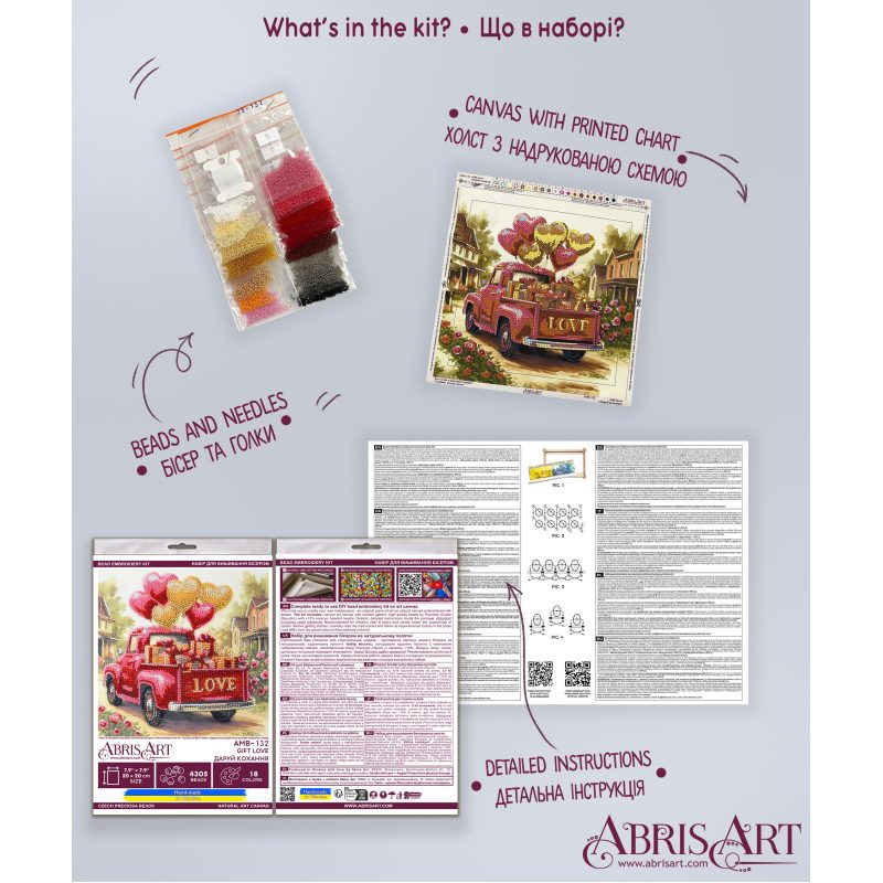Midi Bead Embroidery Kit on Art Canvas "Gift Love"