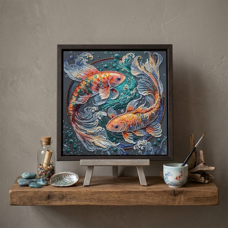 Midi Bead Embroidery Kit on Art Canvas "Dancing among the waves"