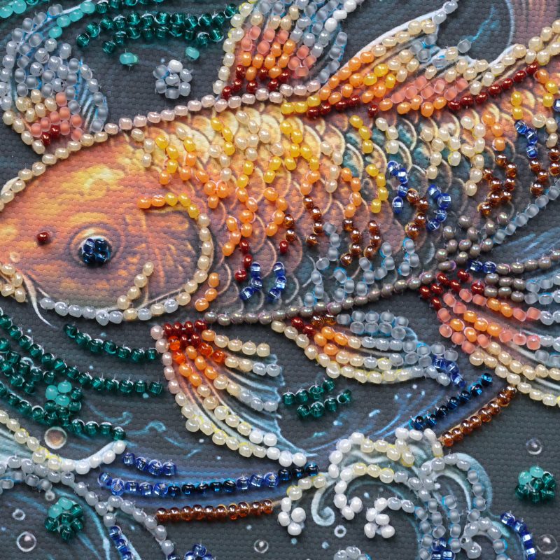 Midi Bead Embroidery Kit on Art Canvas "Dancing among the waves"