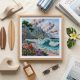 Midi Bead Embroidery Kit on Art Canvas "Blue Lagoon"