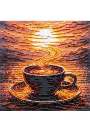 Midi Bead Embroidery Kit on Art Canvas "Fragrant Coffee"
