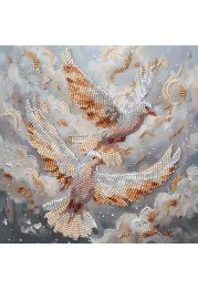 Midi Bead Embroidery Kit on Art Canvas "Dance of Doves"