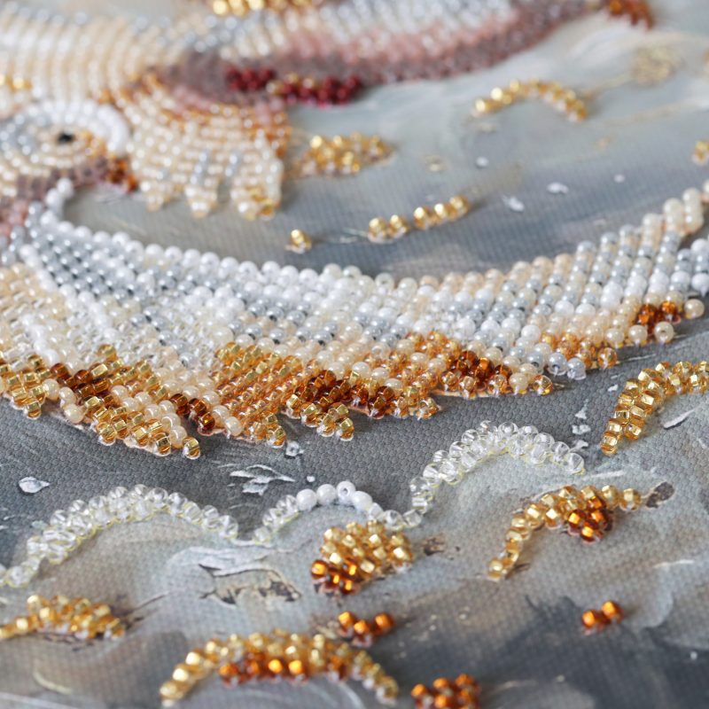 Midi Bead Embroidery Kit on Art Canvas "Dance of Doves"