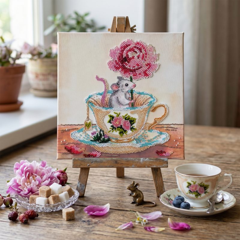 Midi Bead Embroidery Kit on Art Canvas "A touch of spring"