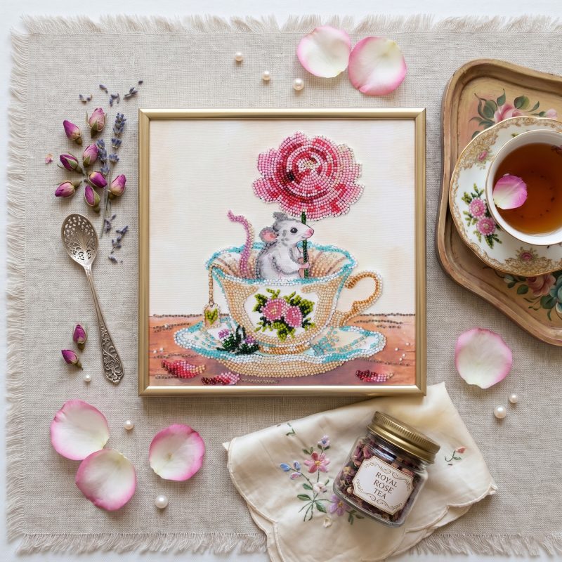 Midi Bead Embroidery Kit on Art Canvas "A touch of spring"