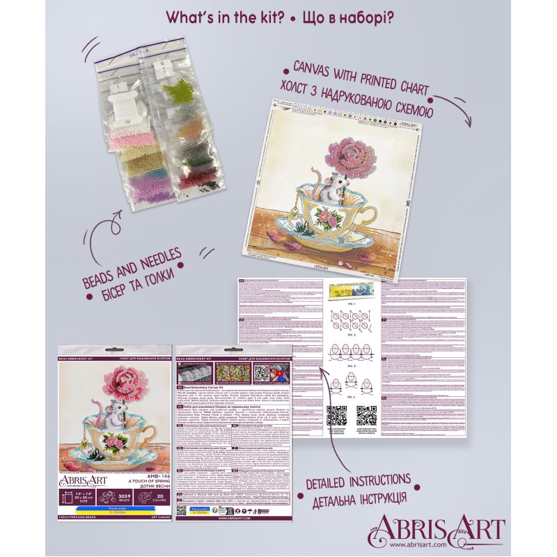 Midi Bead Embroidery Kit on Art Canvas "A touch of spring"