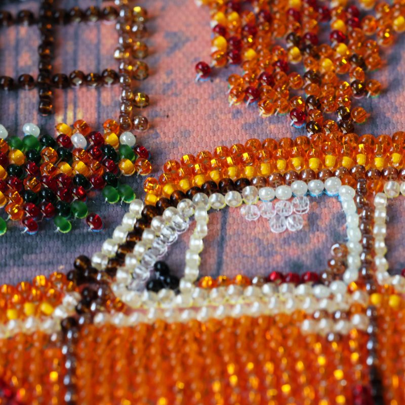 Midi Bead Embroidery Kit on Art Canvas "Autumn Neighborhood"