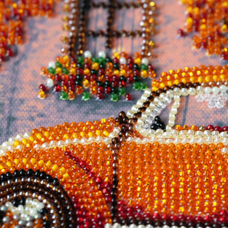 Midi Bead Embroidery Kit on Art Canvas "Autumn Neighborhood"