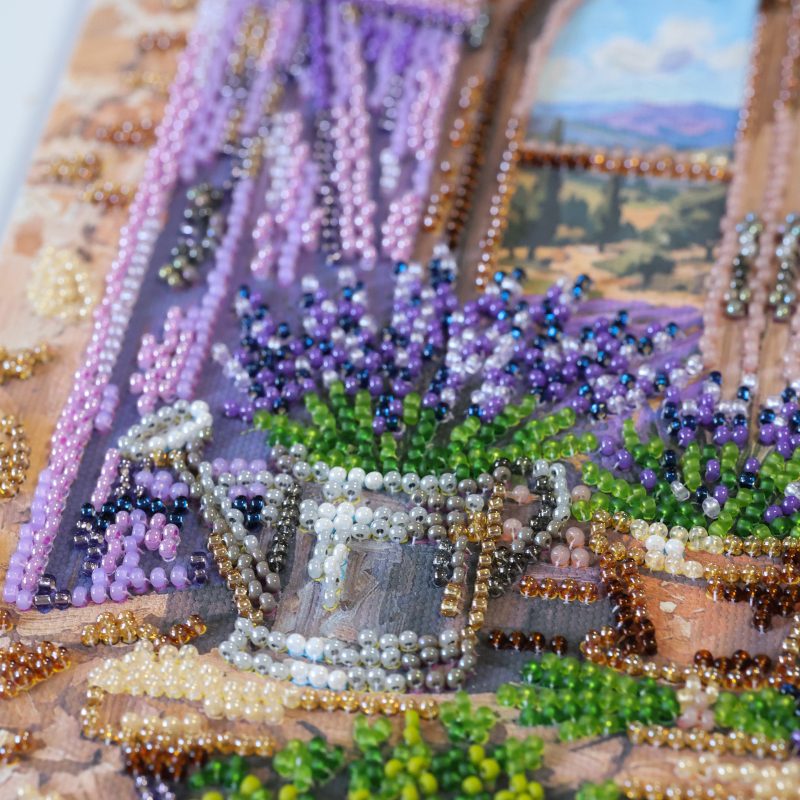 Midi Bead Embroidery Kit on Art Canvas "Melody of Lavender Fields"