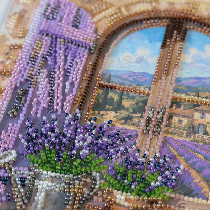 Midi Bead Embroidery Kit on Art Canvas "Melody of Lavender Fields"