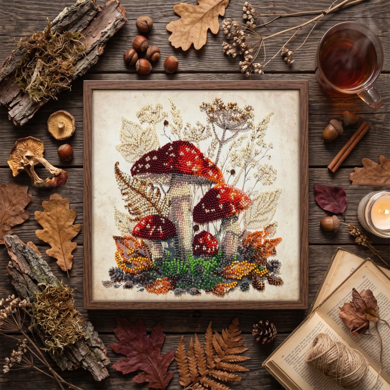 Midi Bead Embroidery Kit on Art Canvas "Autumn Stories"