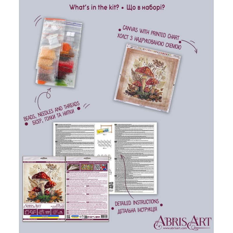 Midi Bead Embroidery Kit on Art Canvas "Autumn Stories"