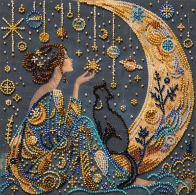 Midi Bead Embroidery Kit on Art Canvas "I’ll Draw You the Stars"