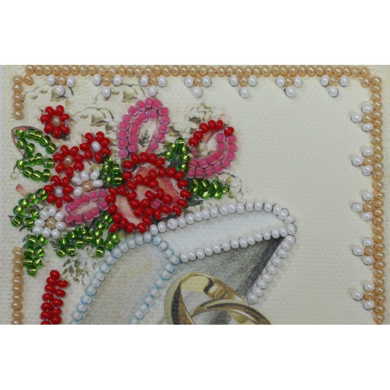 Bead Embroidery Postcard Kit "Happy Wedding – 7"