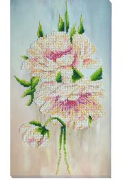 Bead Embroidery Kit on Art Canvas "White peonies"