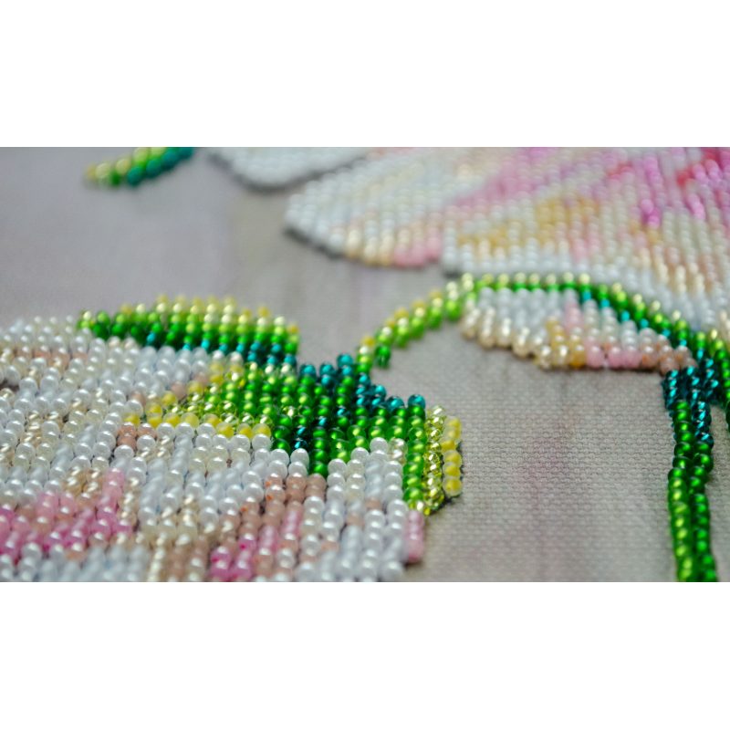 Bead Embroidery Kit on Art Canvas "White peonies"