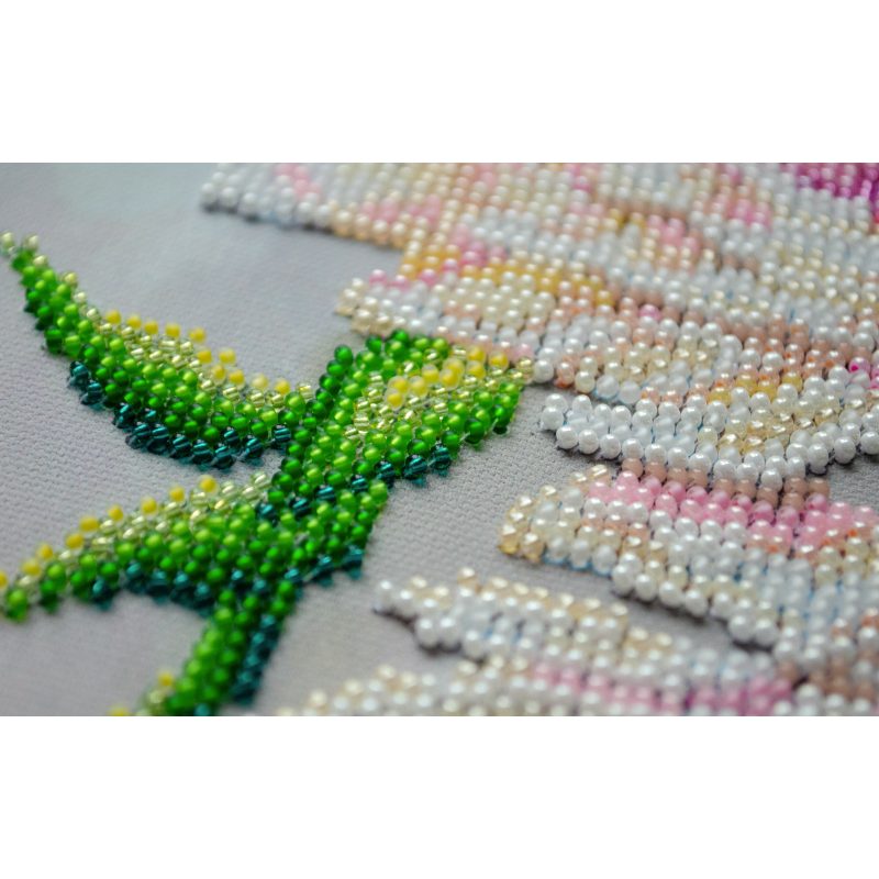 Bead Embroidery Kit on Art Canvas "White peonies"