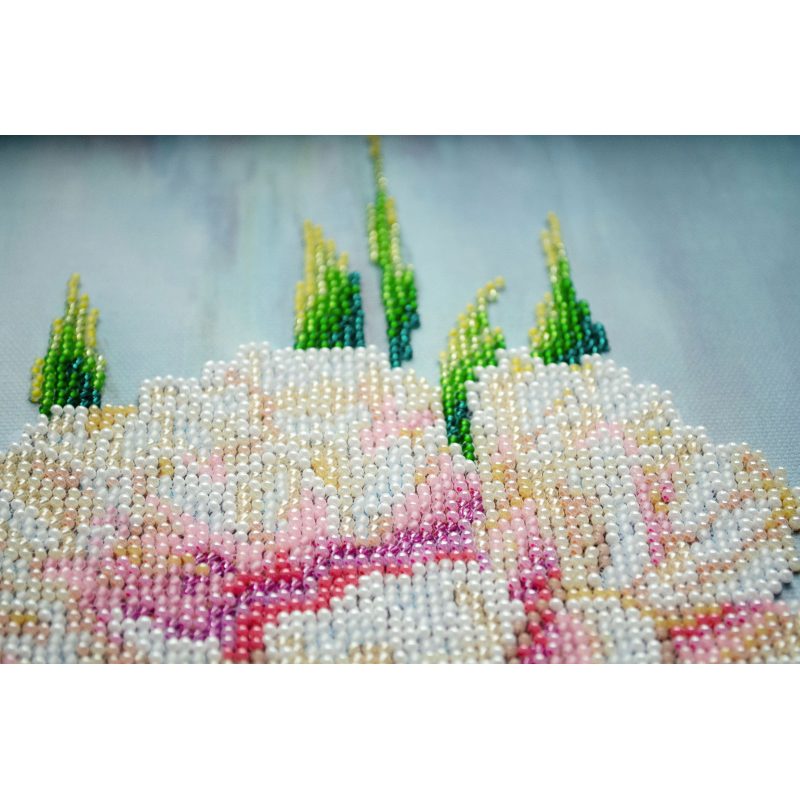 Bead Embroidery Kit on Art Canvas "White peonies"