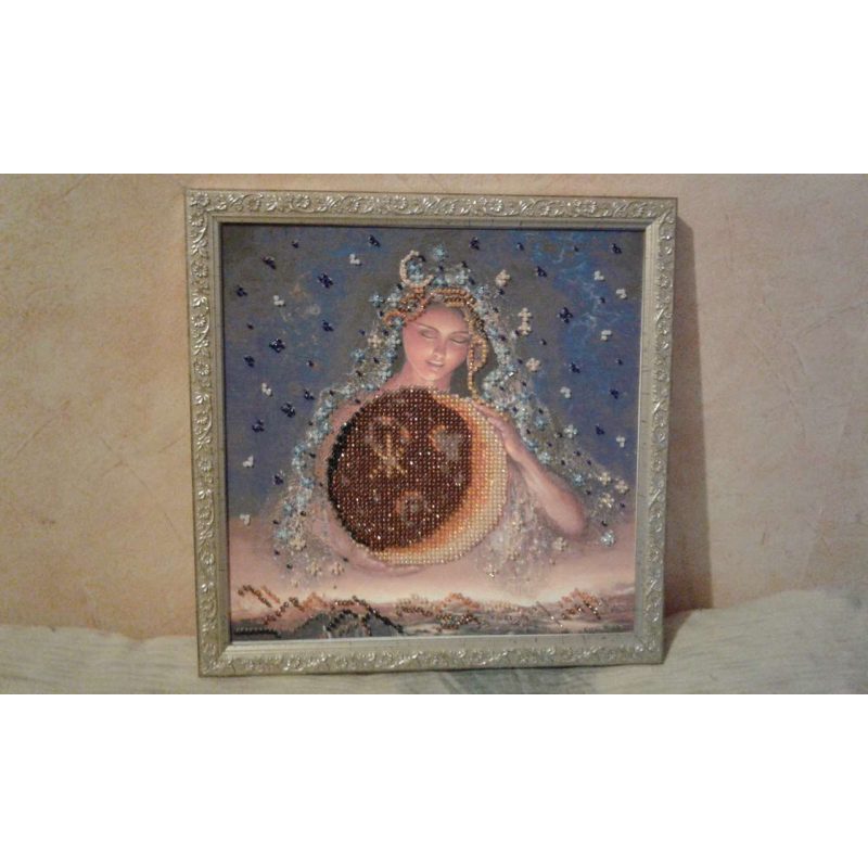 Bead Embroidery Pattern on Art Canvas "Moon fairy"