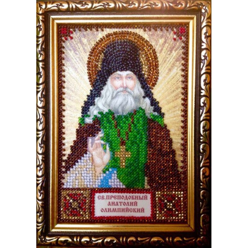 Mini Icon Bead Embroidery Kit on Art Canvas "St. Anatoly"