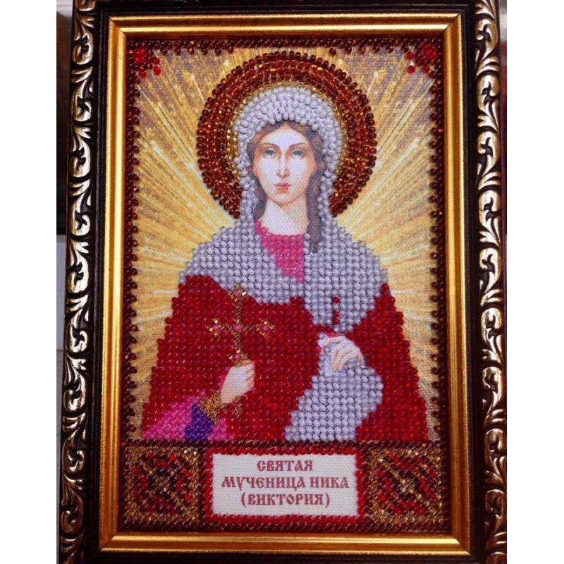 Mini Icon Bead Embroidery Kit on Art Canvas "St. Victoria"