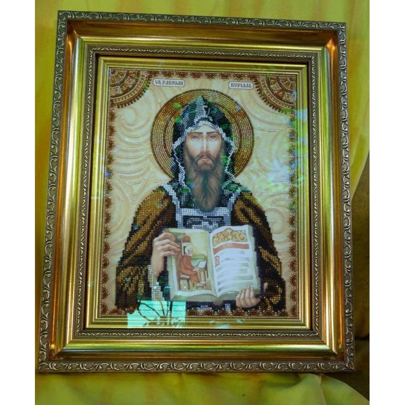 Icon Bead Embroidery Kit on Art Canvas "St. Cyril"