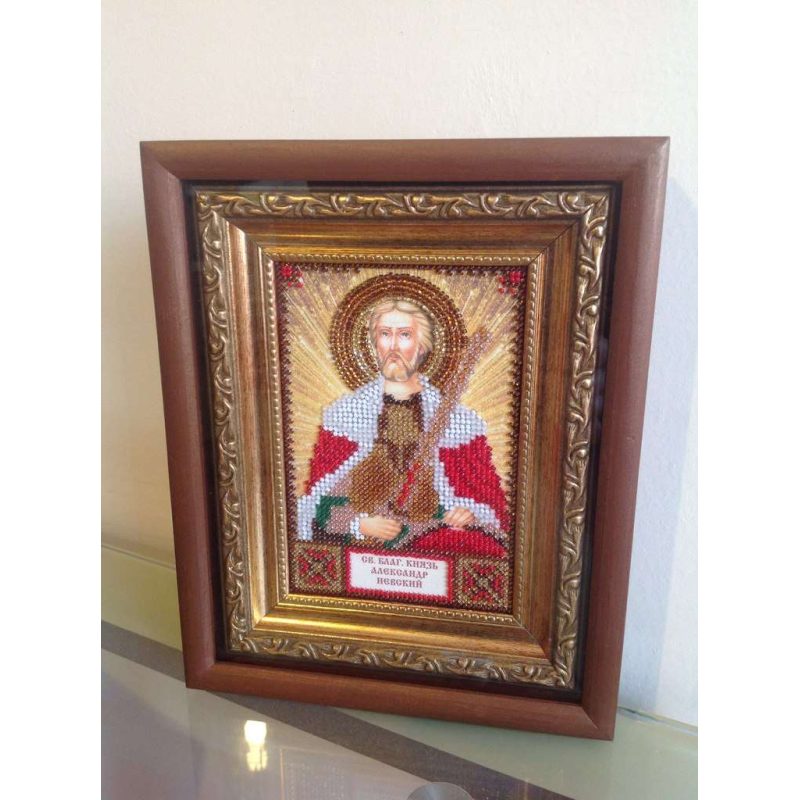 Mini Icon Bead Embroidery Kit on Art Canvas "St. Alexander"