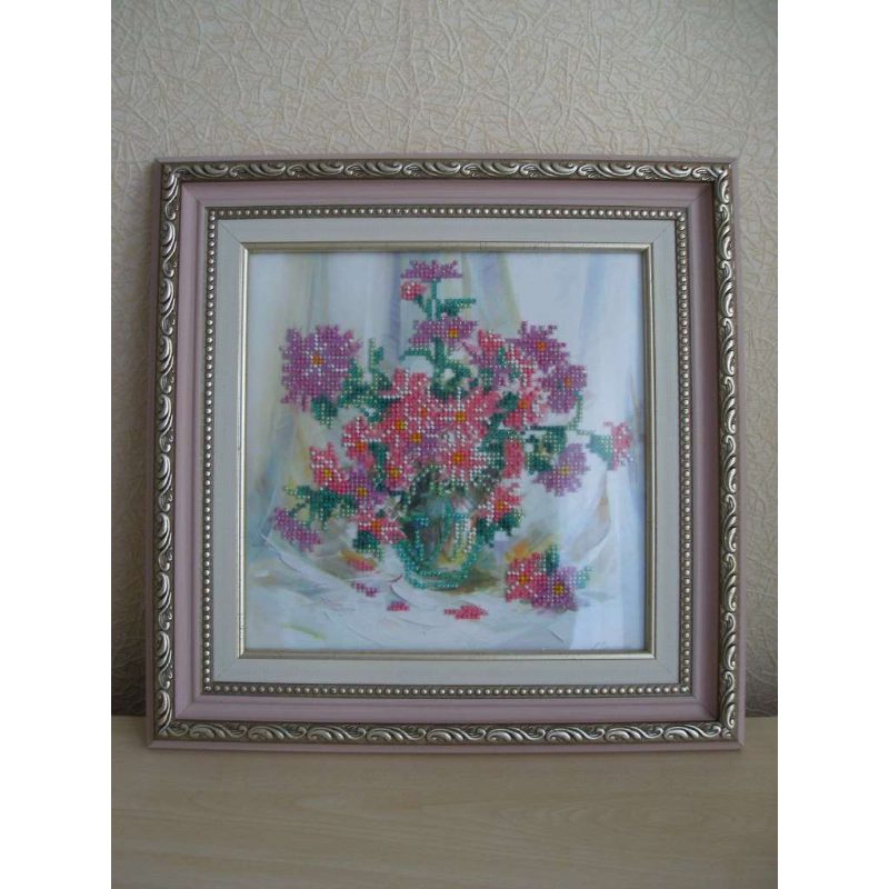 Bead Embroidery Pattern on Art Canvas "Chrysanthemums"