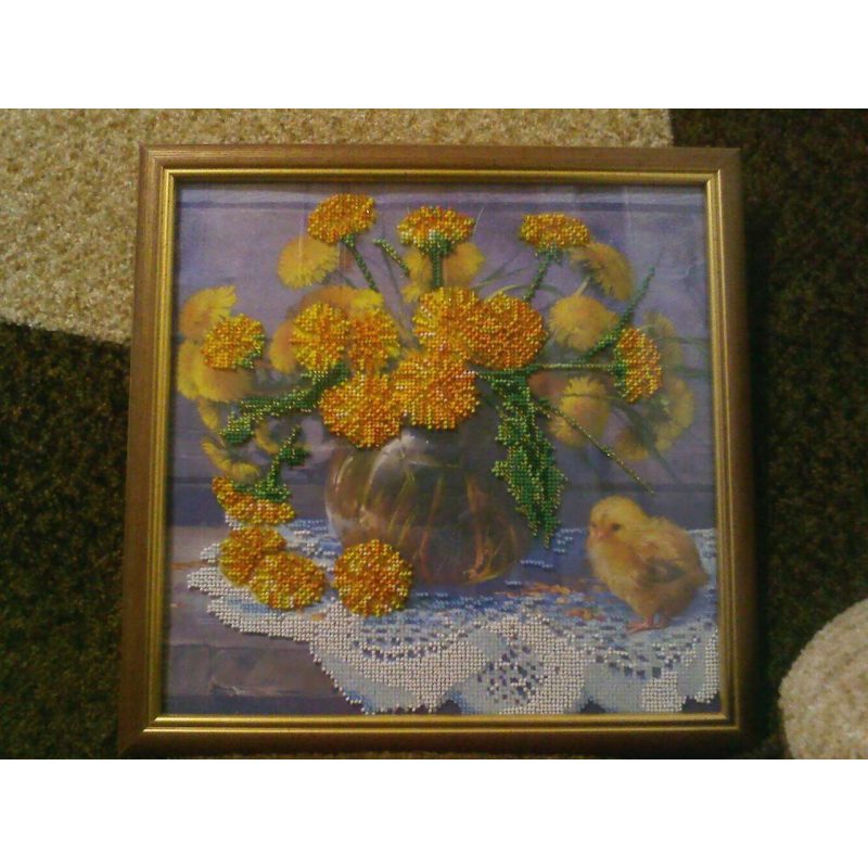 Bead Embroidery Pattern on Art Canvas "Golden Wonder"