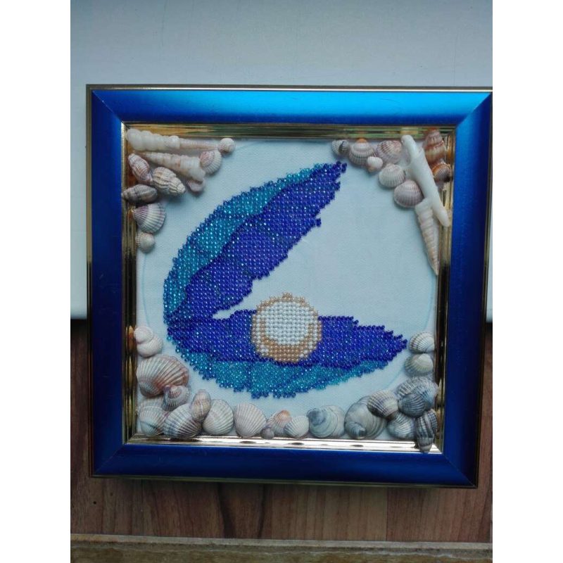 Mini Bead Embroidery Kit on Art Canvas "Shell"