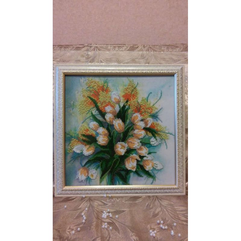 Bead Embroidery Pattern on Art Canvas "Spring mood"