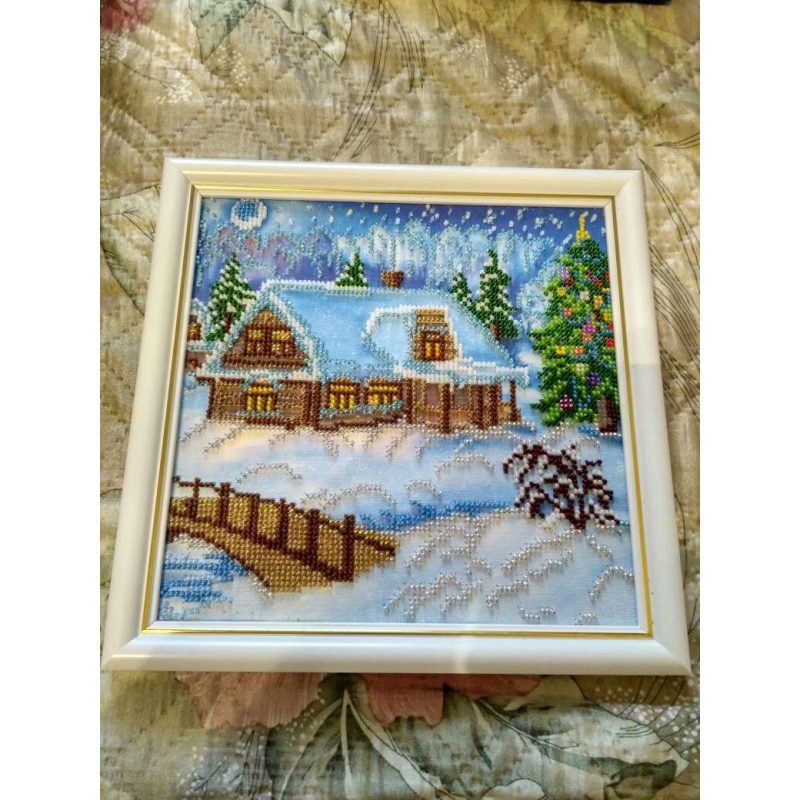 Bead Embroidery Pattern on Art Canvas "Christmas Eve"