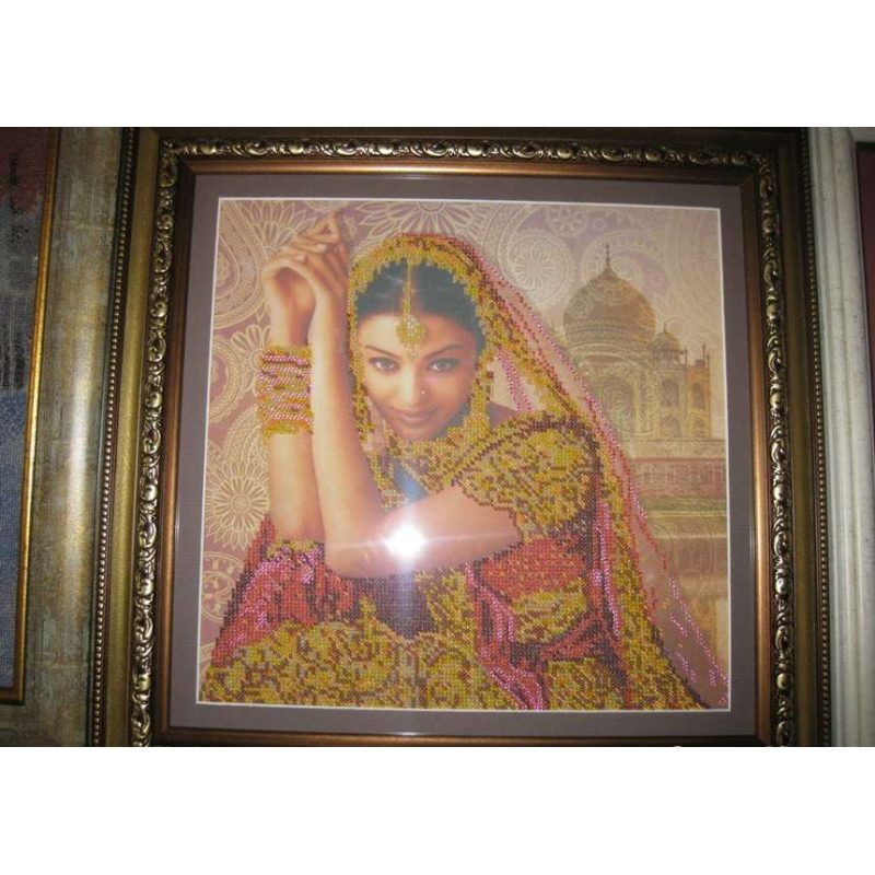 Bead Embroidery Pattern on Art Canvas "Flowers of India"