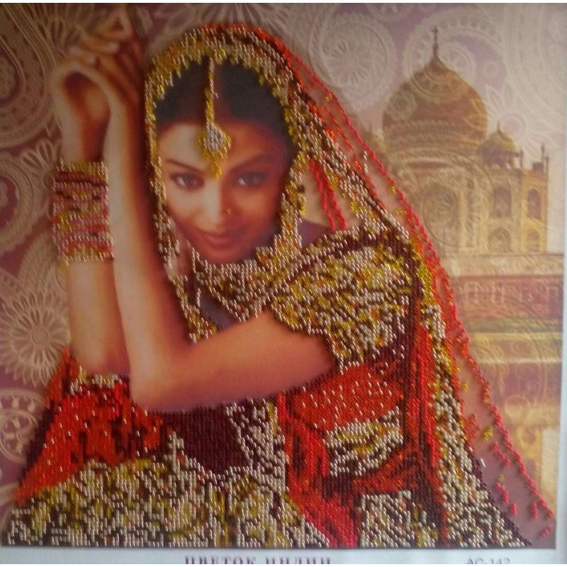 Bead Embroidery Pattern on Art Canvas "Flowers of India"