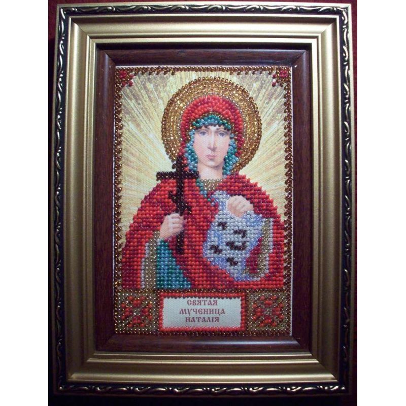 Mini Icon Bead Embroidery Kit on Art Canvas "St. Natalia"