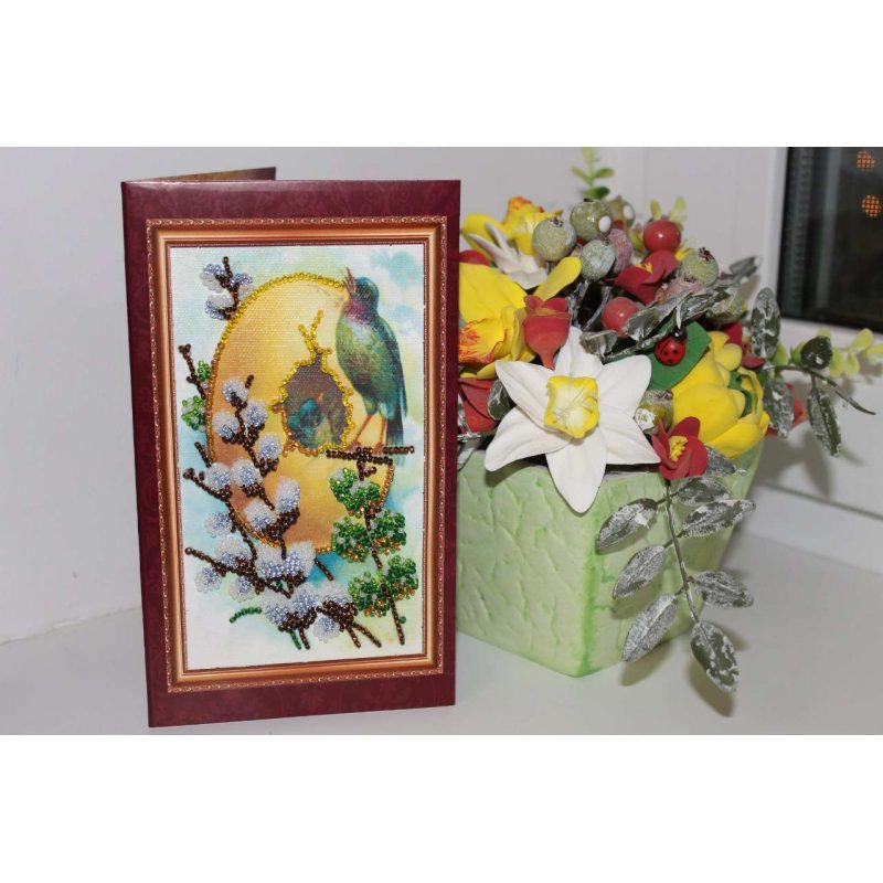Bead Embroidery Postcard Kit "Easter – 7"