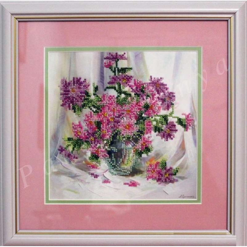 Bead Embroidery Pattern on Art Canvas "Chrysanthemums"