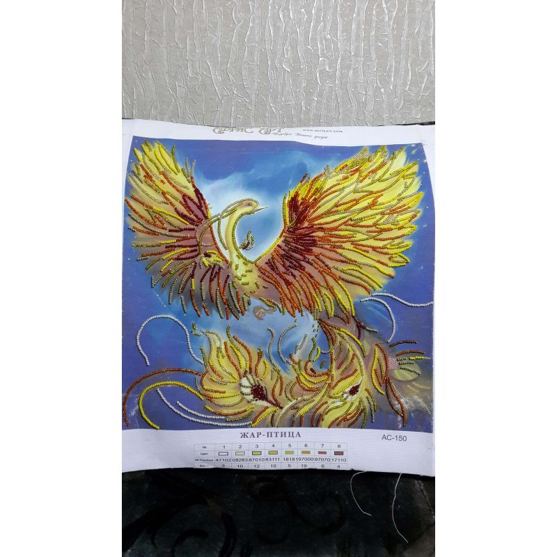 Bead Embroidery Pattern on Art Canvas "The Firebird"