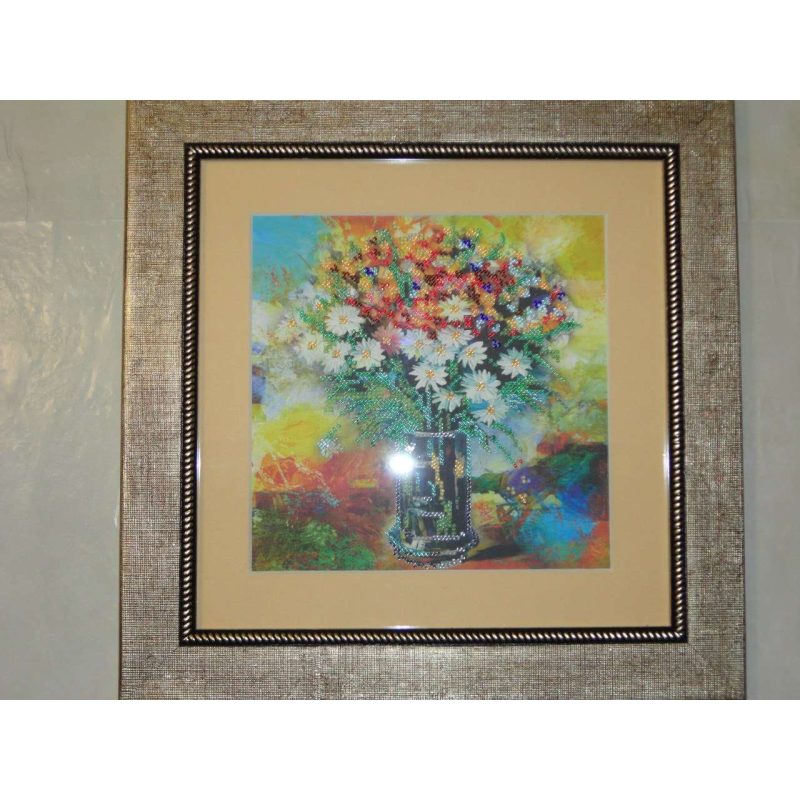 Bead Embroidery Pattern on Art Canvas "Floral Cocktail"