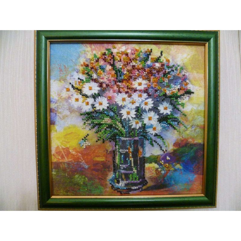 Bead Embroidery Pattern on Art Canvas "Floral Cocktail"