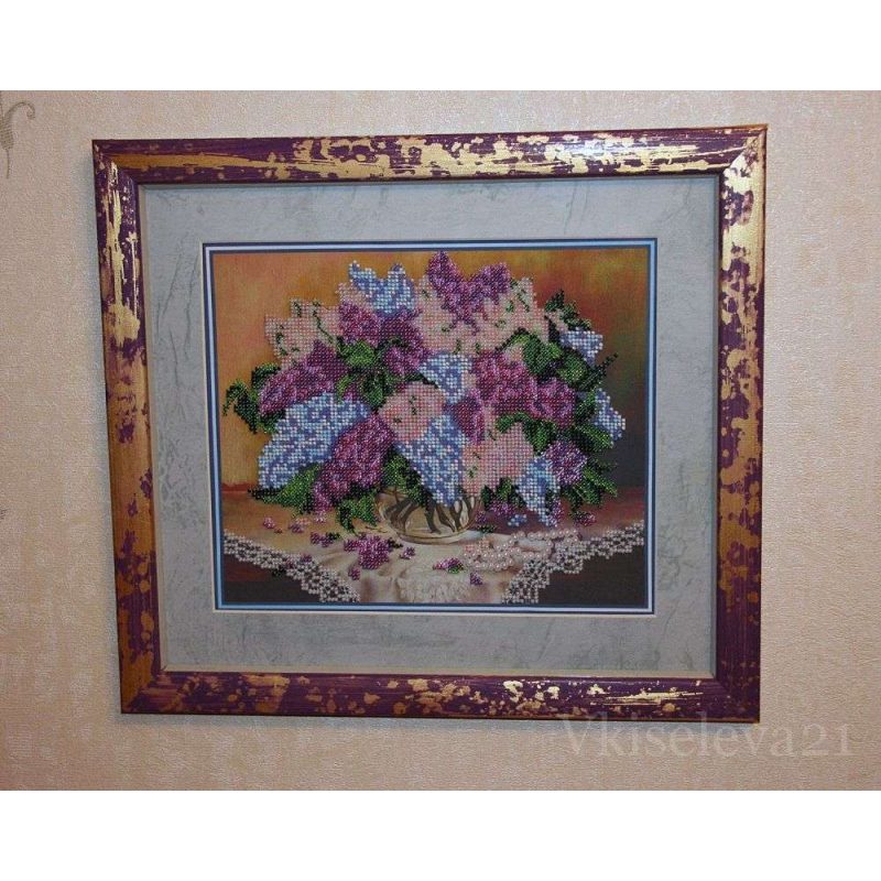 Bead Embroidery Kit on Art Canvas "Lilacs"
