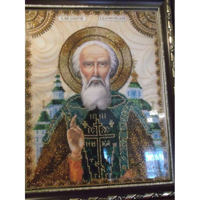 Icon Bead Embroidery Kit on Art Canvas "St. Sergius"
