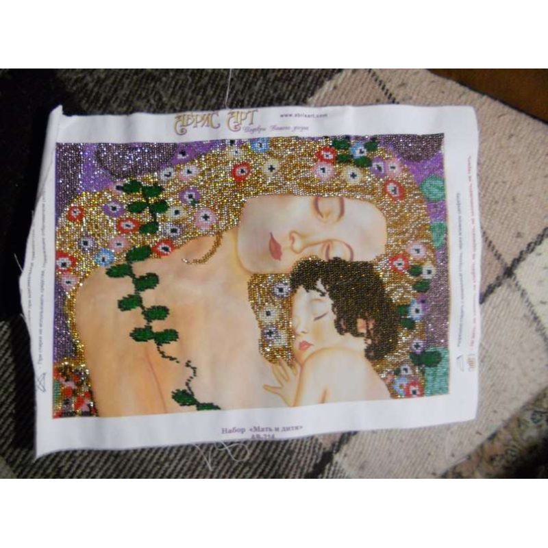 Bead Embroidery Kit on Art Canvas "Mother and Child"