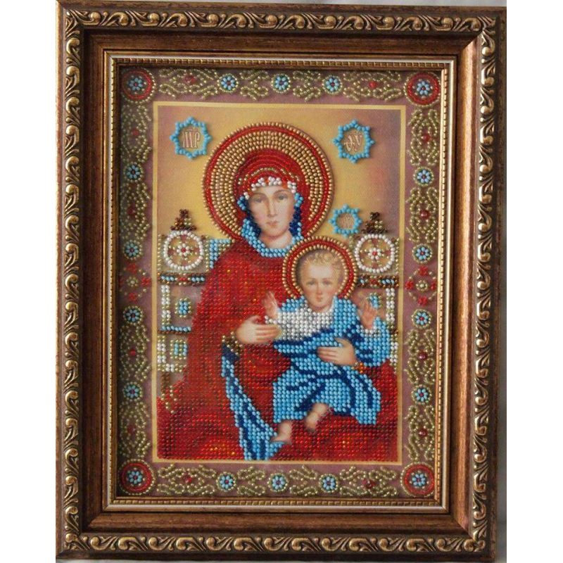 Icon Bead Embroidery Pattern on Art Canvas "Wedding Icon – The Holy Mother of God"