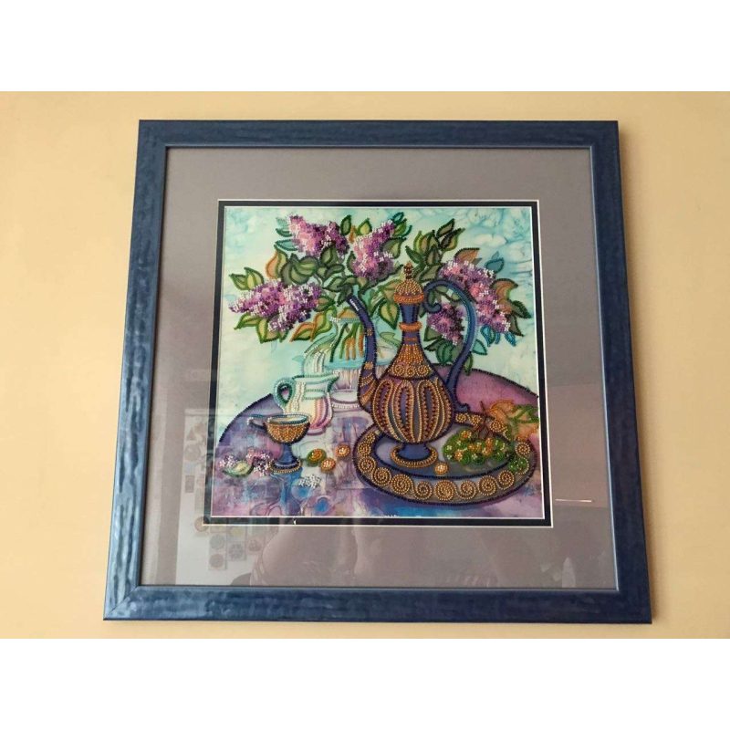 Bead Embroidery Pattern on Art Canvas "Cobalt"