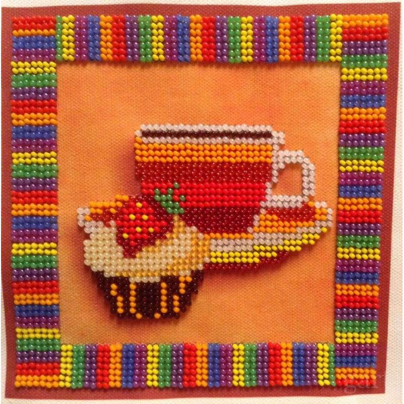 Bead Embroidery Kit on Art Canvas "Cup"