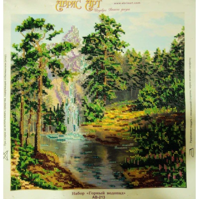Bead Embroidery Kit on Art Canvas "Mountain waterfall"